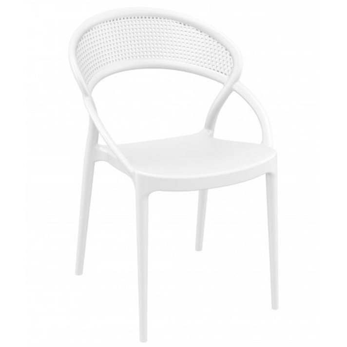 Lot de quatre chaises en polypropylène de couleur blanche Sunset Garbar