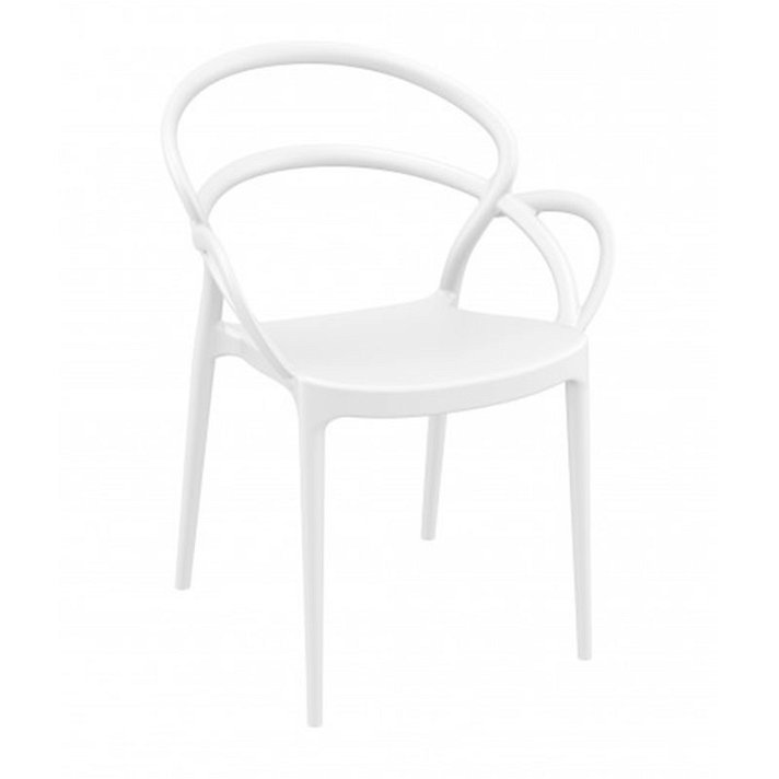 Pack de cuatro sillas con reposabrazos construidas con polipropileno de color blanco Mila Garbar
