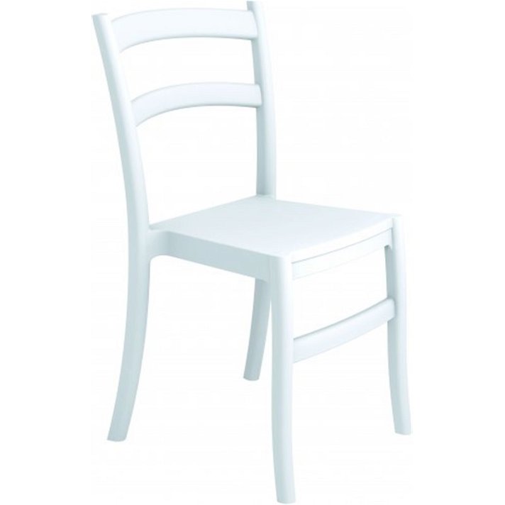 Lot de chaises pour extérieur fabriqué en polypropylène et en fibre de verre blanc Tiffany Garbar