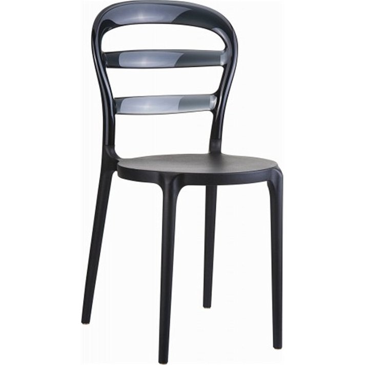 Set di quattro sedie traslucide con struttura in polipropilene di colore nero Miss Bibi Garbar