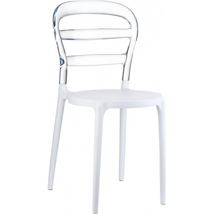 Pack de cuatro sillas translúcidas con estructura de polipropileno en color blanco Miss Bibi Garbar