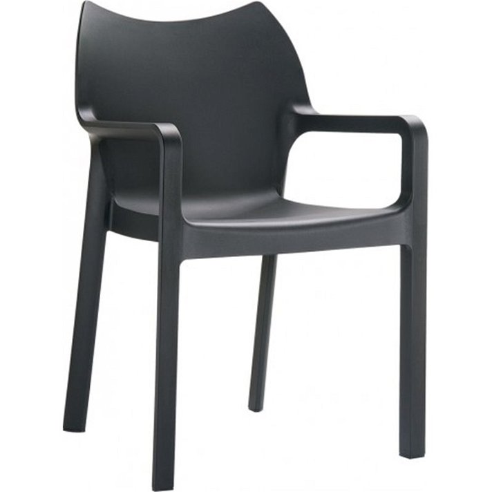 Conjunto de cadeiras de exterior fabricadas em polipropileno e fibra de vidro com acabamento preto Diva Garbar