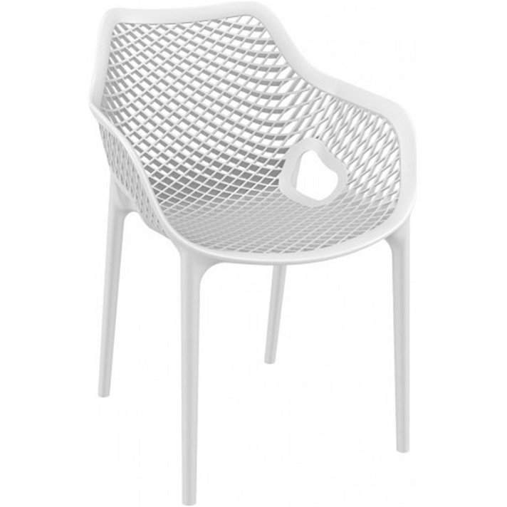 Pack de cuatro sillas con reposabrazos construidas con polipropileno de color blanco Air de Garbar
