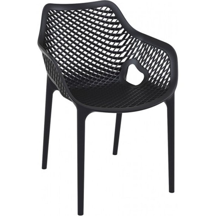 Lot de chaises avec accoudoirs de 57 cm en polypropylène et fibre de verre avec finition de couleur noire Air Garbar
