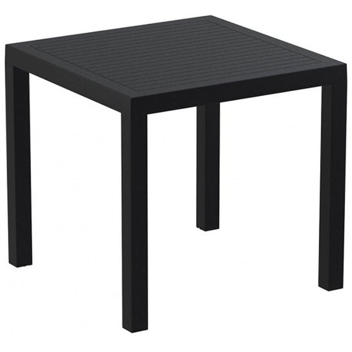 Tavolo quadrato smontabile in resina adatto all'uso esterno di colore nero Artic Resol