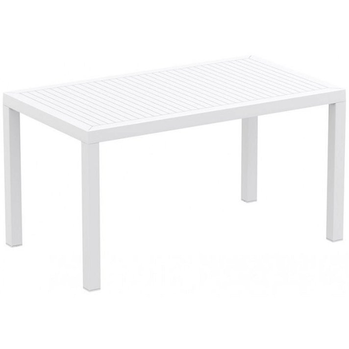 Mesa rectangular desmontable apta para exterior con acabado en color blanco Artic Resol
