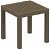 Tavolino ausiliario quadrato di 45x45 cm realizzato con protezione UV e finitura marrone cioccolato Resol