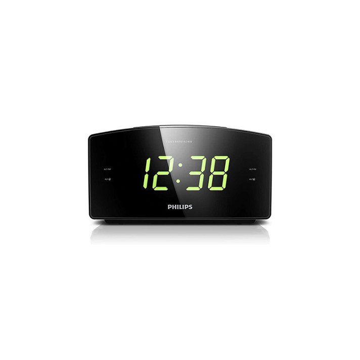 Reloj despertador con sintonizador de radio digital FM y función de alarma dual Philips