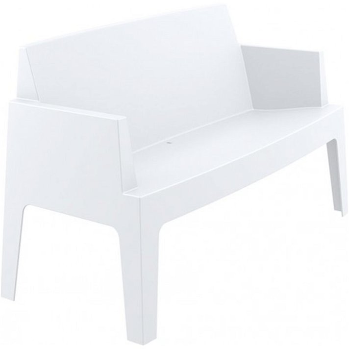 Canapé pour extérieur en polyéthylène avec accoudoirs de 138 x 80 x 62 cm de couleur blanche Box Garbar