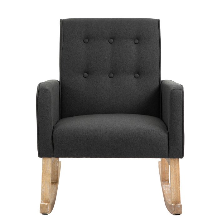 Chaise à bascule avec accoudoir en bois de chêne avec revêtement couleur gris foncé Dream CLP