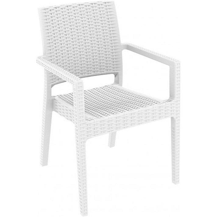 Pack de sillas para exterior con reposabrazos de polipropileno y fibra de vidrio acabado blanco Ibiza Garbar