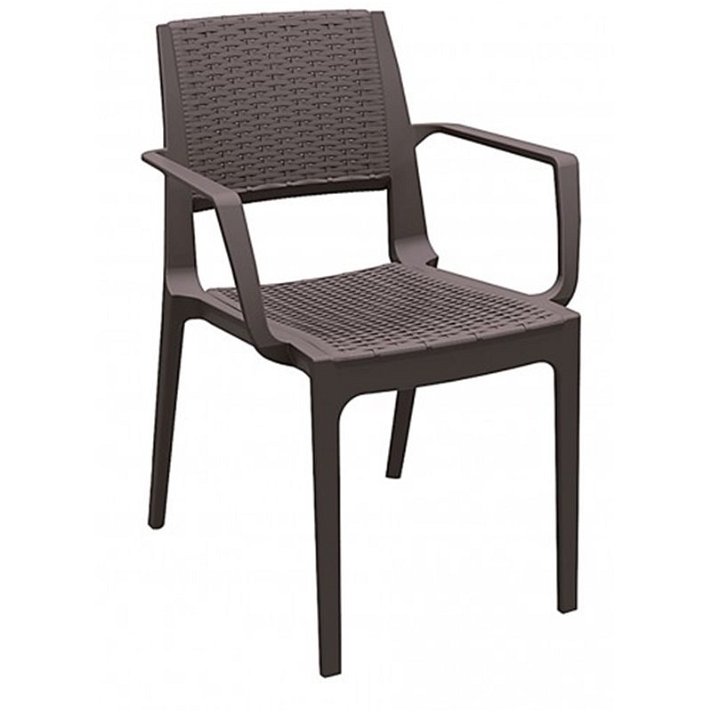 Set di sedie da esterno con braccioli in polipropilene e fibra di vetro con finitura cioccolato Capri Garbar