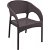 Pack de sillas para exterior con reposabrazos de polipropileno y fibra de vidrio acabado chocolate Panama Garbar
