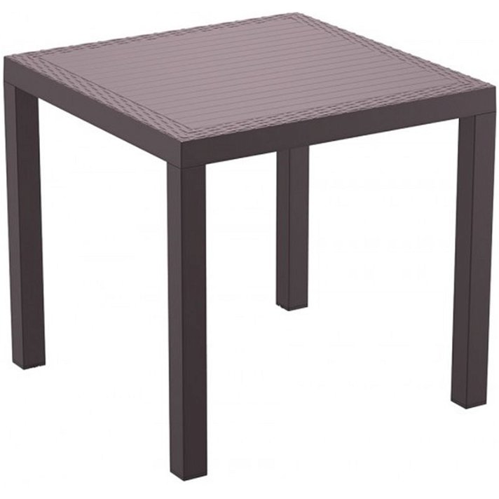 Table pour extérieur carrée en résine de couleur chocolat Orlando Garbar
