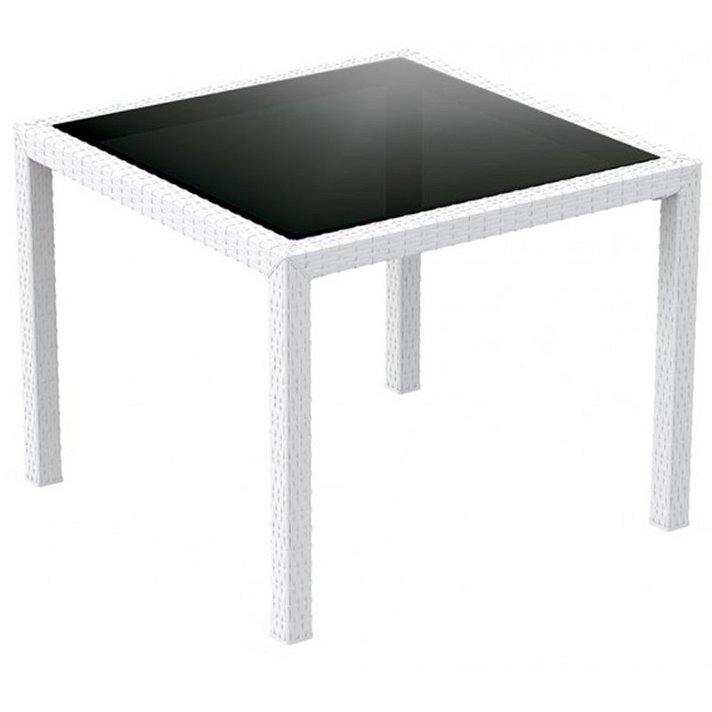 Table carrée démontable avec base en résine et plateau en verre trempé de 94 cm Atlantic de Resol