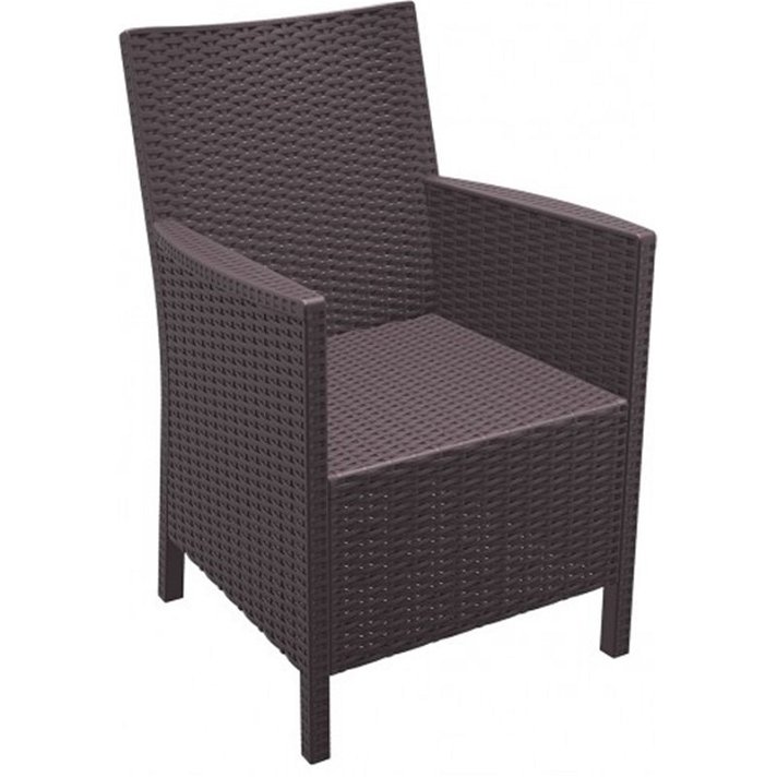 Conjunto de cadeiras de exterior de 59 cm de resina e fibra de vidro com acabamento cor de chocolate California Garbar