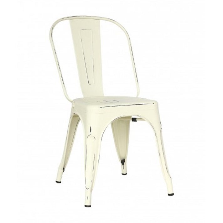 Pack de sillas apilables fabricadas con metal en acabado color crema Kibo Garbar