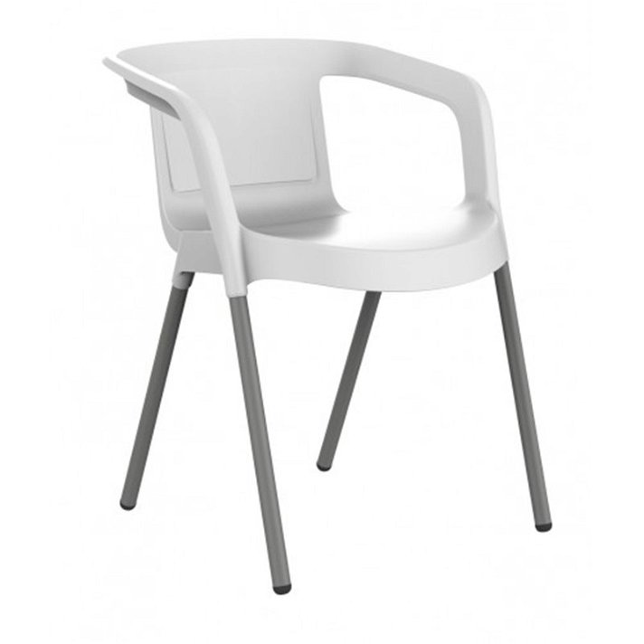 Juego de 18 sillas con respaldo bajo fabricadas con polipropileno de color blanco Malta Resol