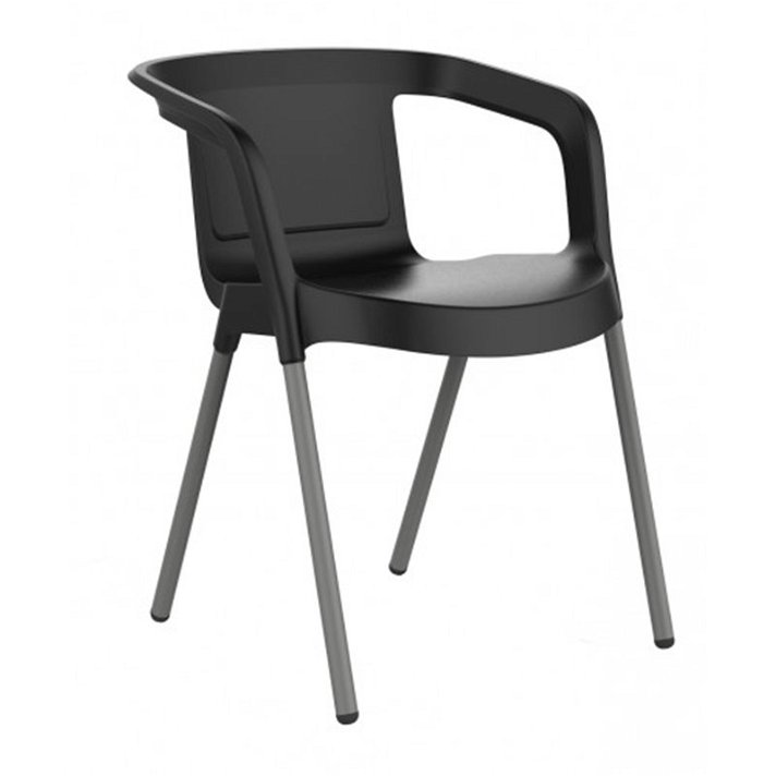 Pack de 18 sillas con reposabrazos elaboradas de polipropileno color negro Malta Resol