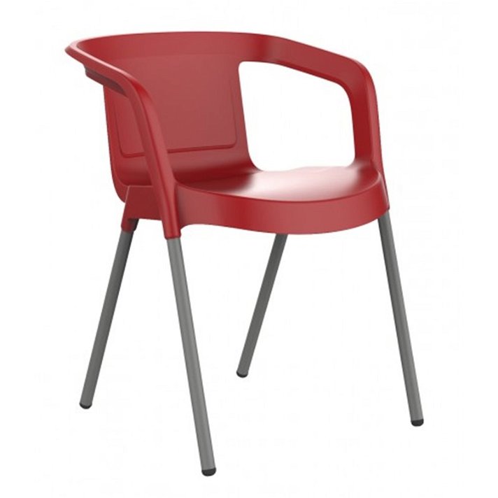 Lot de 18 chaises avec accoudoirs fabriqués en polypropylène de couleur rouge Malte Resol