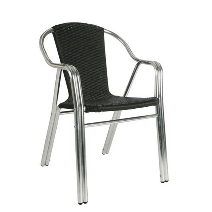 Sedia con braccioli realizzata con struttura in alluminio e finitura colore nero Edge Resol