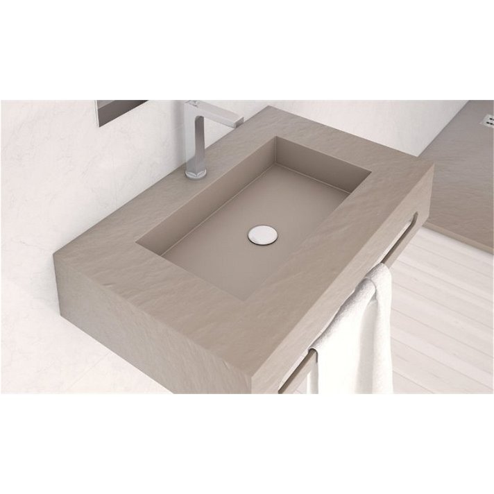 Plan vasque avec tablier à suspendre ou à poser sur meuble avec texture ardoise Nudespol