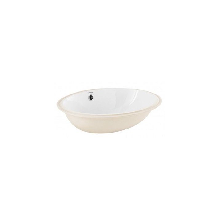 Lavabo pour salle de bains à encastrer sous plan de forme ovale avec finition blanche VOUGA Unisan