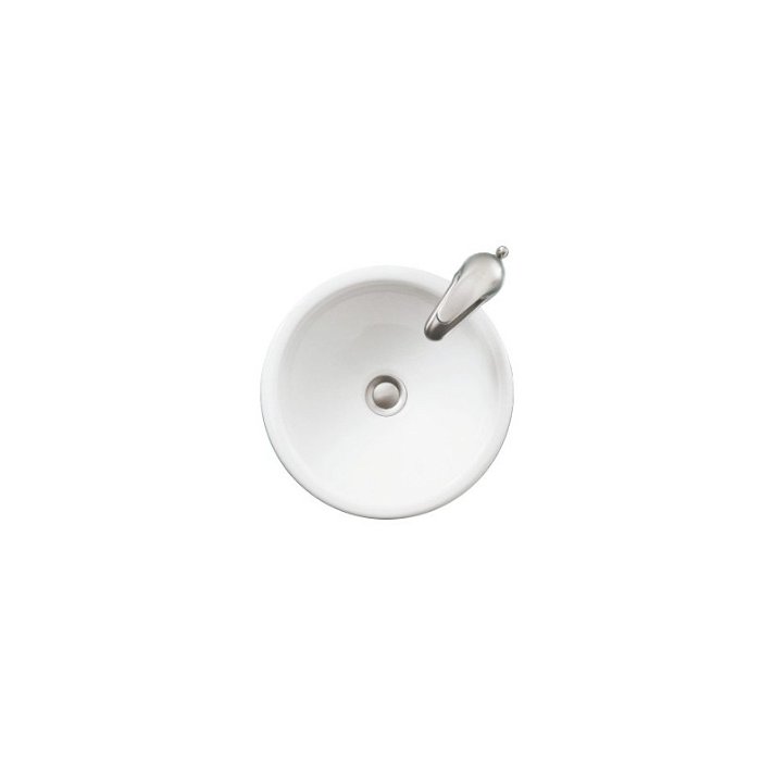 Lavabo encastrado sobre encimera con diseño circular en acabado color blanco TABARCA Unisan
