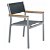 Conjunto de cadeiras com braços de 57 cm de alumínio e textilene com acabamento cor cinzento-claro e preto Cubic Garbar