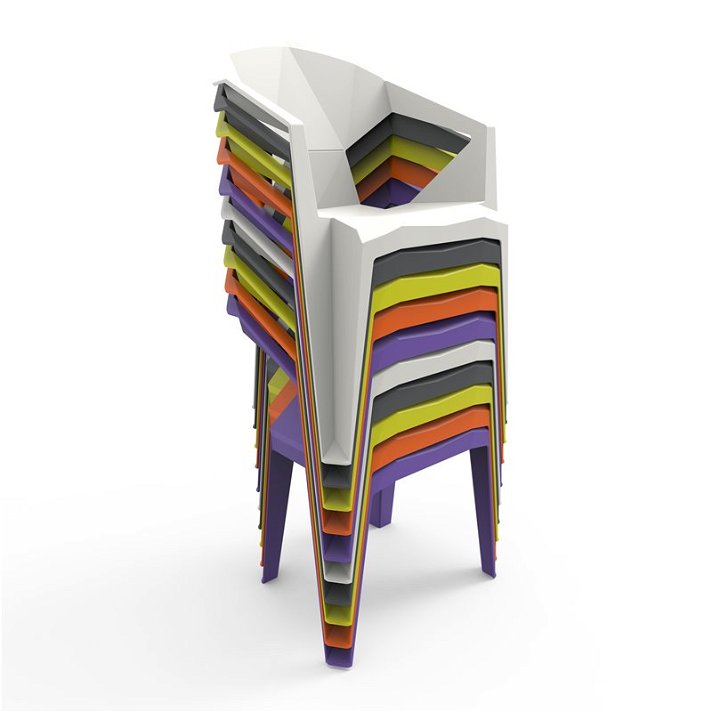 Pack de 24 sillas apilables monobloc para exterior con acabado color violeta Delta Resol