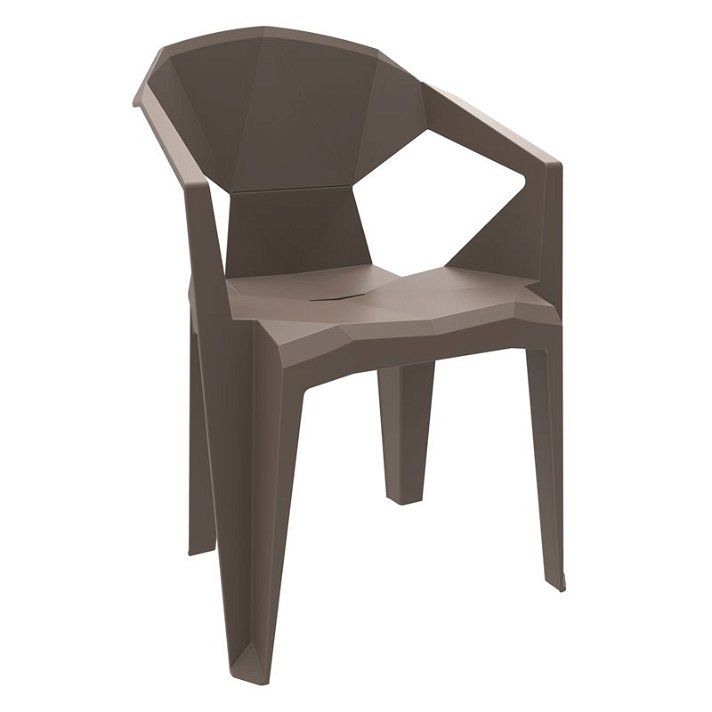 Lot de 24 chaises avec accoudoirs fabriquées en polypropylène de couleur chocolat Delta Resol