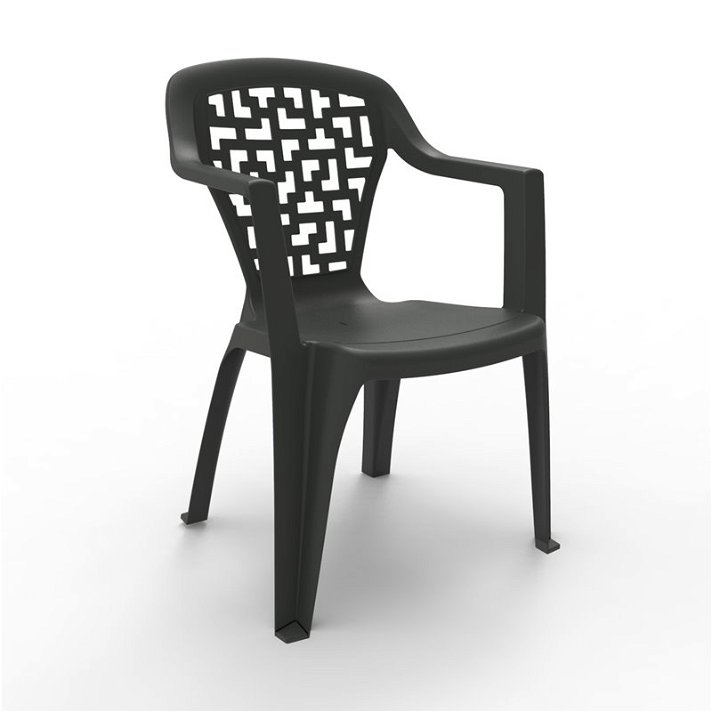 Lot de 32 chaises pour extérieurs avec accoudoirs et finition de couleur anthracite Crète Resol