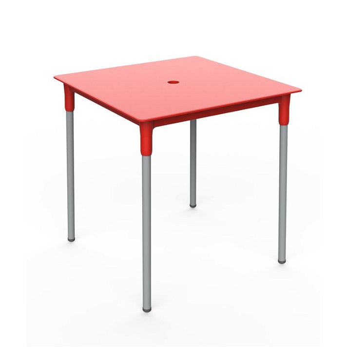 Tavolo da esterno di 70 cm in polipropilene con finitura di colore rosso Berlin Garbar
