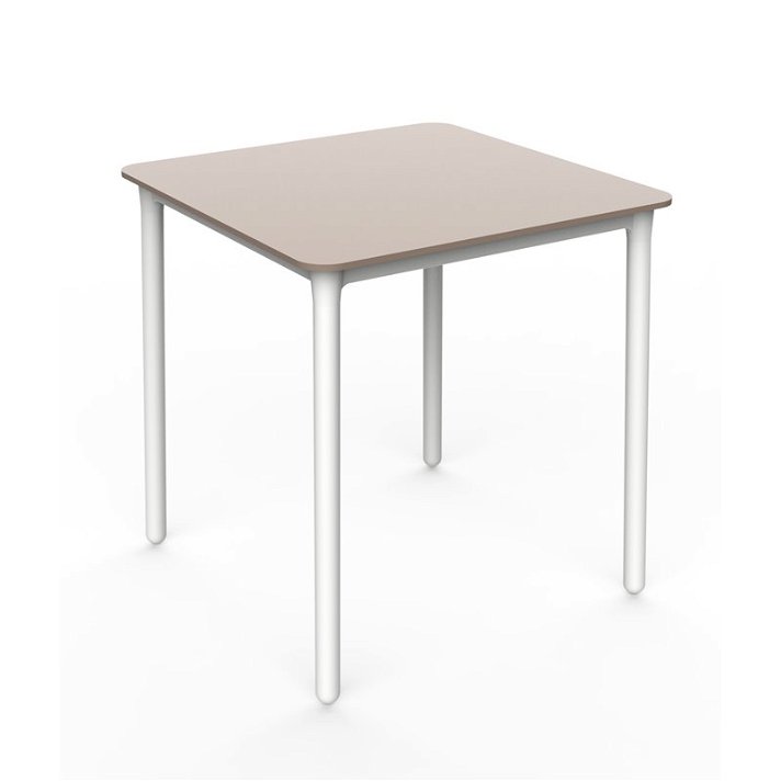 Table avec pieds de 70 cm en polypropylène avec une finition de couleur sable et blanc Marseille Garbar