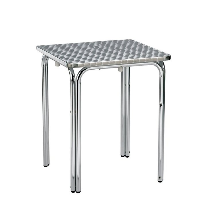 Table pour extérieur de forme carrée de 60 cm fabriquée en aluminium avec finition de couleur grise Raya Garbar