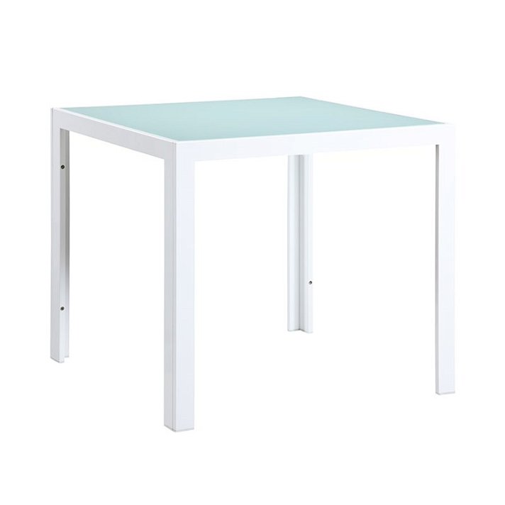 Mesa de diseño cuadrado de 80 cm de aluminio y cristal en acabado color blanco Shio Garbar