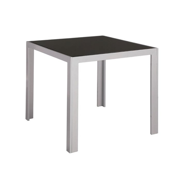 Mesa rectangular elaborada con aluminio y cristal templado de acabado gris Cubic Cristal Resol