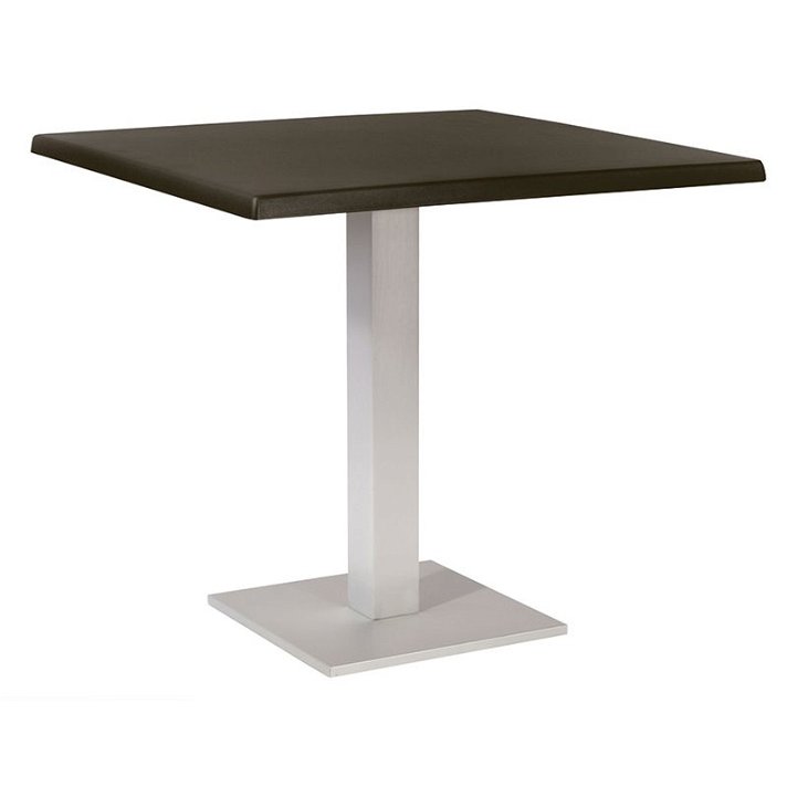 Mesa con pie central fabricada de aluminio y tablero Durolight color wengué Miró Resol