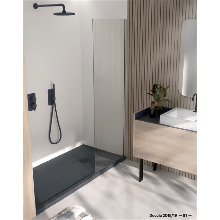 Plato de ducha rectangular antideslizante con enmarcado frontal disponible en varios colores Liso Doccia