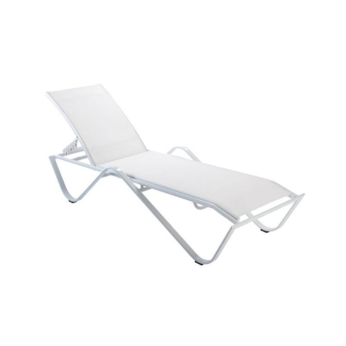 Lot de chaises longues empilables en aluminium de couleur blanche et revêtement blanc Sand Garbar