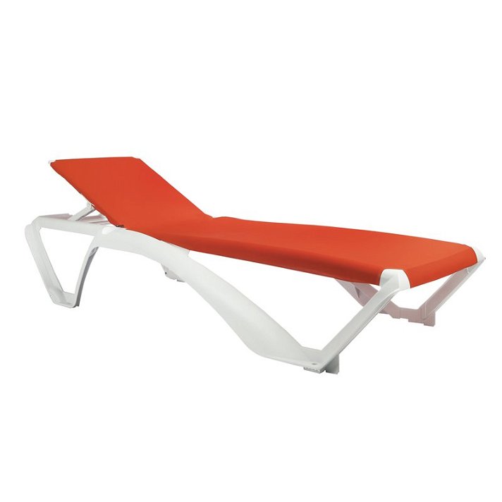 Pack de 2 tumbonas reclinables con acabado en colores blanco y naranja Marina Club Resol