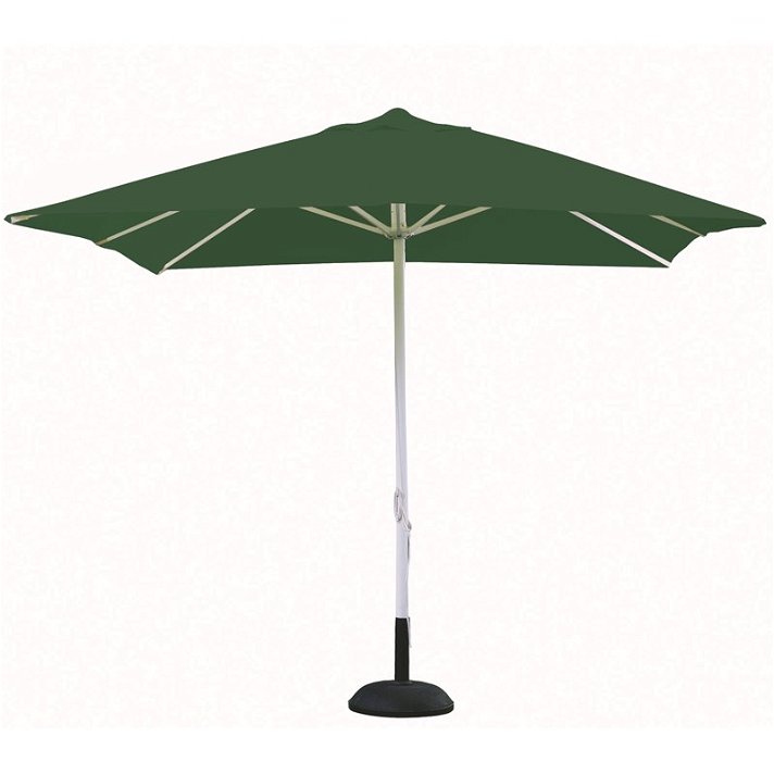Parasol de diseño cuadrado de 300 cm de tela poliéster y aluminio en acabado color verde oscuro A1 Garbar