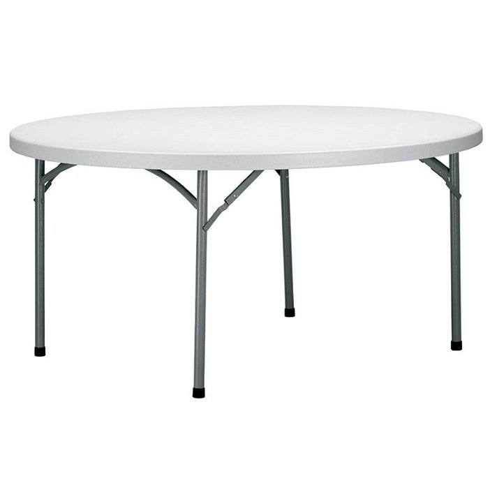 Table circulaire pour extérieur de 152 cm fabriquée en polyéthylène avec finition de couleur grise Verdi Garbar