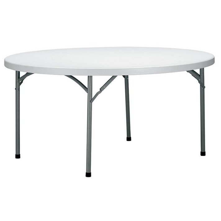 Table circulaire pour extérieur de 160 cm en polyéthylène avec finition de couleur gris clair Krauss Garbar