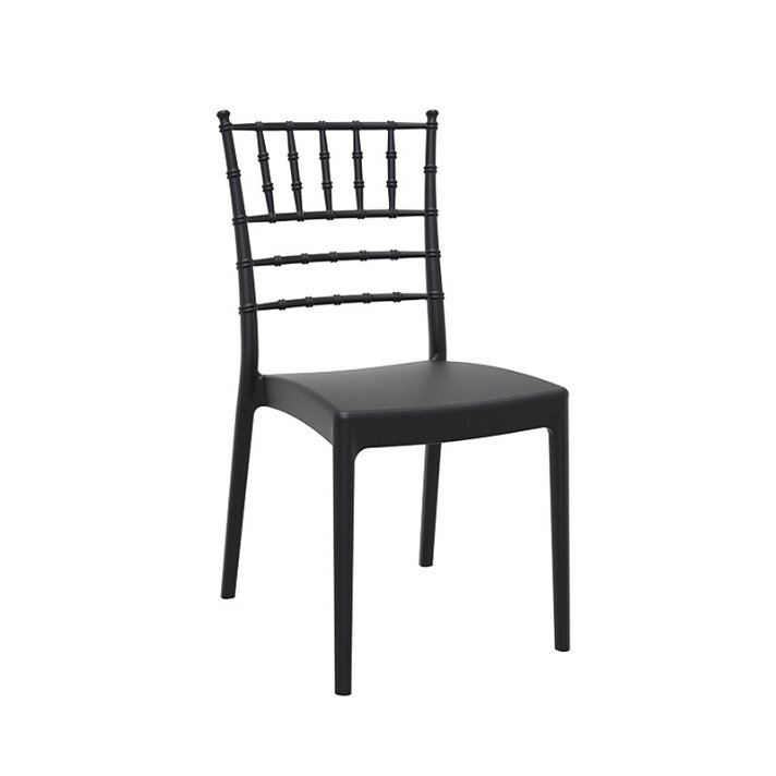 Pack de sillas de exterior fabricadas con fibra de vidrio y PP acabado negro Josephine Garbar