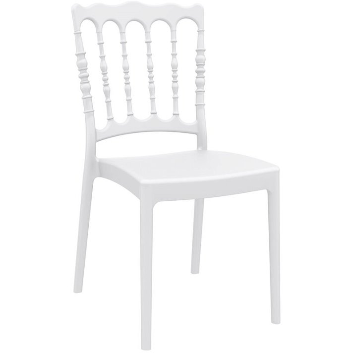 Lot de chaises pour extérieur en fibre de verre et PP de couleur blanche Napoléon Garbar
