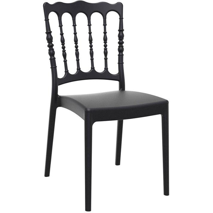 Pack de sillas de exterior fabricadas con fibra de vidrio y PP acabado negro Napoleon Garbar
