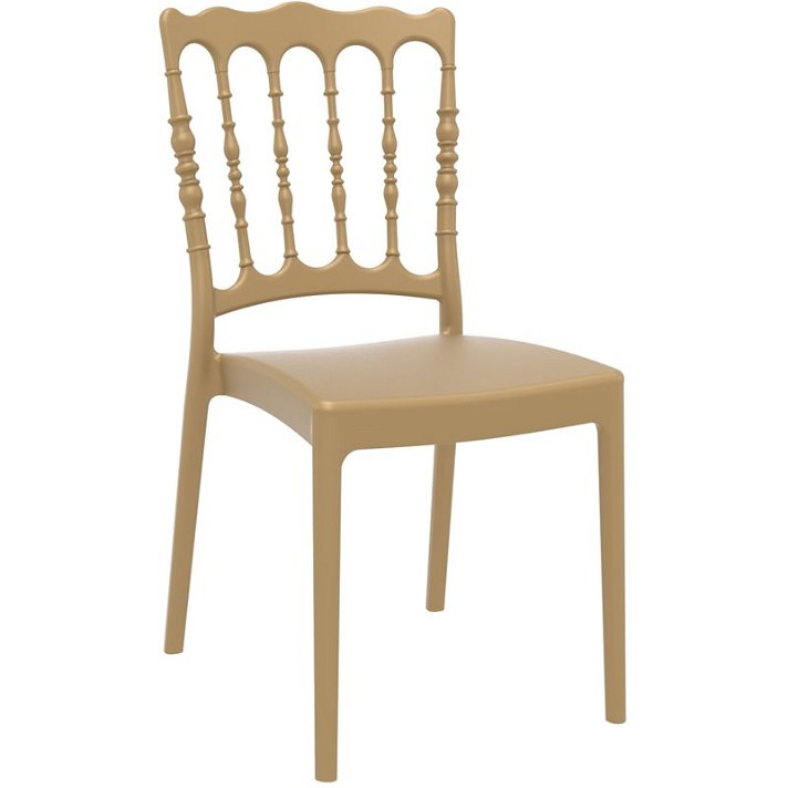 Lot de chaises pour extérieur en fibre de verre et en polypropylène de couleur dorée Napoléon Garbar