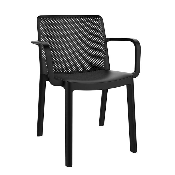 Conjunto de cadeiras com braços de exterior de polipropileno com acabamento de cor preta Fresh Garbar