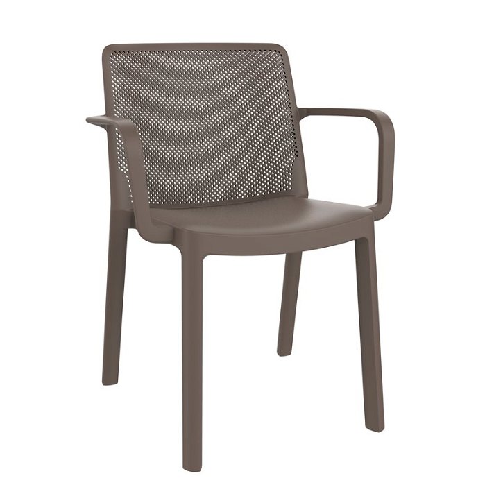 Lot de chaises avec accoudoirs pour extérieurs en polypropylène avec finition de couleur chocolat Fresh Garbar